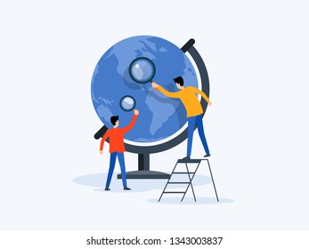 flat Vector illustration  technology business research , learning and online education concept 