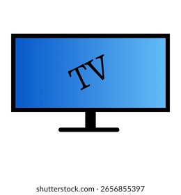 Flat vector illustration of a television icon.