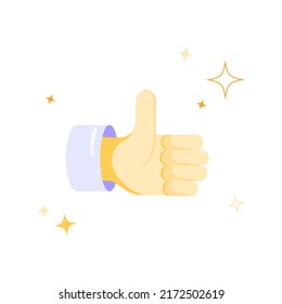 Flat vector illustration of thumbs up. media like icon or symbol concept on abstract background. For social network and SMM, website, app, banner, flyer, business and advertising.