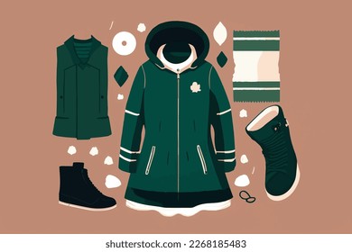 Flat vector illustration of traditional Irish clothing