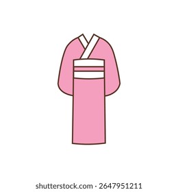Flat vector illustration of a traditional pink Japanese kimono. Simple, elegant design ideal for cultural, fashion, or Japan-themed projects.