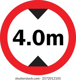 Flat vector illustration of traffic signs. maximum height allowed. red circle. Vector