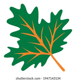 Flat Vector Illustration of Tree Leaf