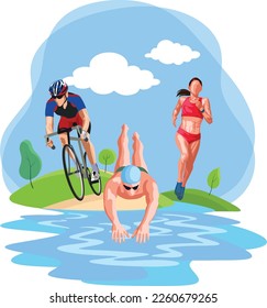 Ilustración vectorial plana de Triatlón