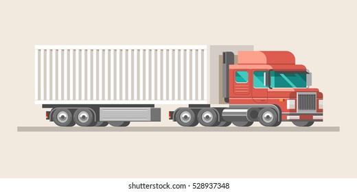 Flat vector illustration. Truck isolated. delivery service.