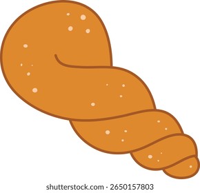 Flat Vector Illustration of Twisted Fried Doughnut Stick Traditional Sweet Bread Snack Isolated Clipart for Bakery Menu Recipe Design and Culinary Decoration