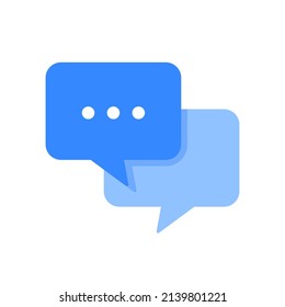 Flat vector illustration of two chat bubble intersect each other. Suitable for online chat message service logo, group discussion forum, and social media chat bubble icon.