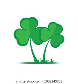 Flat Vector Illustration. Two Clover Leaves