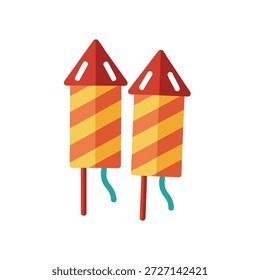 Flat vector illustration of two festive firecrackers