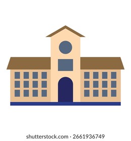 Flache Vektorgrafik eines zweistöckigen Gebäudes mit einzigartigem architektonischem Design