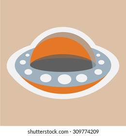 Flat vector illustration UFO space ship 