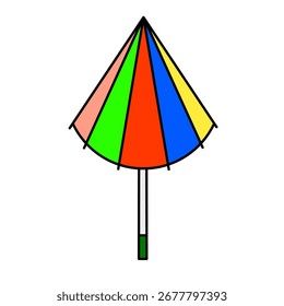 Flat vector illustration of an umbrella, isolated on white background, suitable for weather design, rain protection themes, seasonal graphics, and decorative elements.