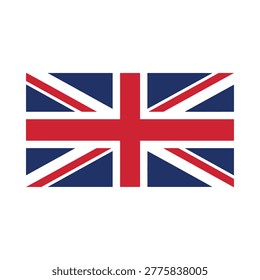 A flat vector illustration of the union jack flag, the national flag of the united