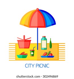 Flat vector illustration Urban Picnic