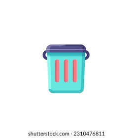 Flat vector illustration of an urn or wastebasket isolated on white background