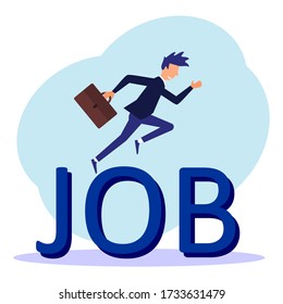Flat vector illustration, vacancies, job search, recruitment, work groups, freelance, web graphic design.
