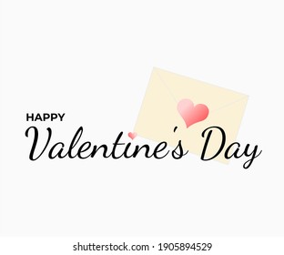 Flat Vector Illustration of Valentines day background with envelope heart icon. Pattern and typography of happy valentines day text . For Wallpaper, flyers, invitation, posters, brochure, banners.