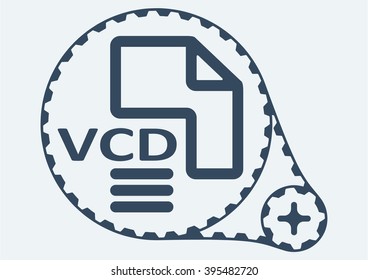 Flat Vector illustration. VCD file extension. VCD Icon Graphic. VCD  symbol. VCD  Icon Art. VCD Icon illustration. VCD  Icon Vector.