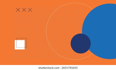 Flat vector illustration with vibrant blue and navy circles on an orange field. Ideal for modern branding, visuals, or presentation backgrounds.