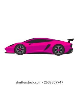 Flat vector illustration of a vibrant pink supercar seen from the side. Great for creative, futuristic, or luxury automotive themes