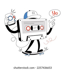 Flat vector illustration of video cassette
