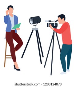 Flat vector illustration, video production