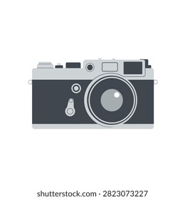 Flat Vector Illustration of a Vintage Rangefinder Camera