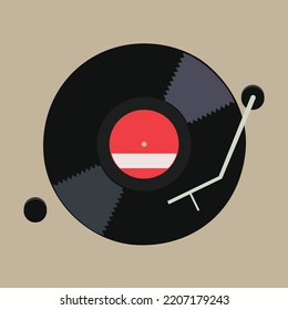 Minimalist Vinyl Drehtisch Symbol, Radio-Station, Musik Shop Logo. Vektorgrafik