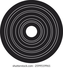 Flat vector illustration of a vinyl record with a simple, minimalist design.


