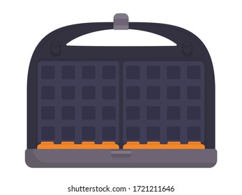 Flat vector illustration: waffle maker with waffles.