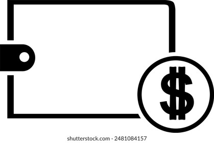 flat vector illustration of wallet and coins icon