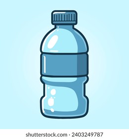 Flat Vector Illustration of a Water Bottle for 2D Games, Cartoons or Children Books