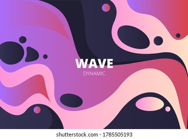 flat vector illustration with waves and bubbles