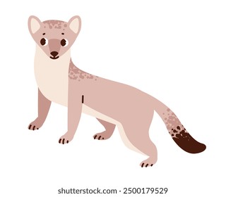 Flat vector illustration of a weasel. This agile carnivore, with its slender body, is perfect for wildlife and forest-themed content.