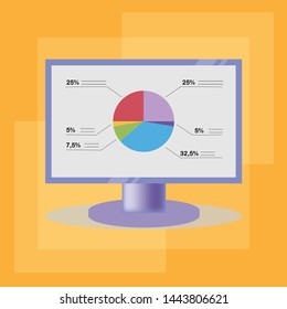 Flat vector illustration of web analytics information and development website statistic - vector illustration