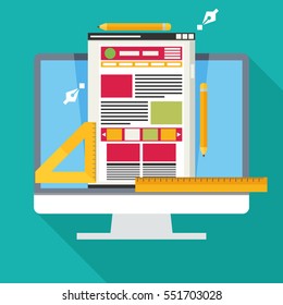  flat vector illustration of web design and development concepts. Elements for mobile and web applications.