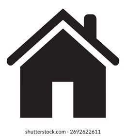 Flache Vektorgrafik eines Web-Home-Symbols. Einfaches schwarzes Haussymbol, das Homepage, Website-Navigation und Schnittstellendesign darstellt. Ideal für Web- und Mobile-Apps.