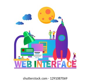 Flat vector illustration, web interface items colored web graphic design banner