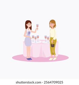 Flat Vector Illustration of Wedding Party