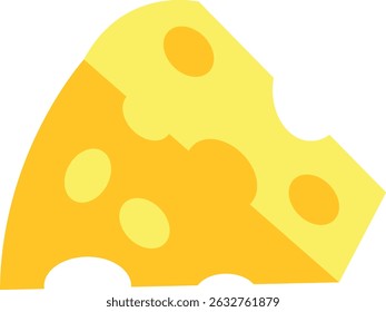 Flat vector illustration of a wedge of cheese with holes  