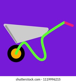 Flat vector illustration of a wheel-barrow. Ecotourism site icon.