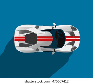 Flat vector illustration of a white  sports car