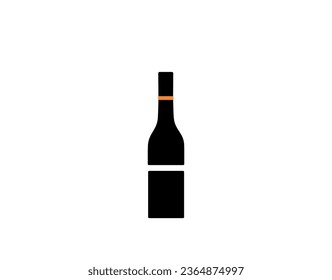 Flat vector illustration of wine bottle with orange ring