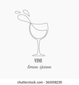 Flat vector illustration of wine pouring(splash) into glass.