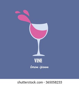 Flat vector illustration of wine pouring(splash) into glass.