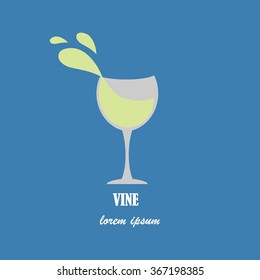 Flat vector illustration of wine pouring(splash) into glass.