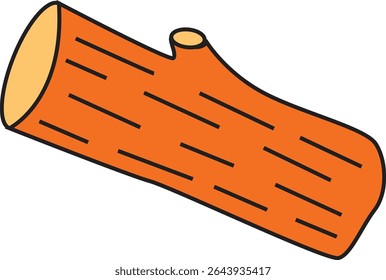 Flat Vector Illustration of Wooden Log for Firewood, Camping Bonfire, Nature Education, Craft Design, or Lumber Industry Use