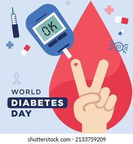 Flache Vektorgrafik zum Weltdiabetestag (Ilustrasi Vektor untuk Hari Diabetes Sedunia)