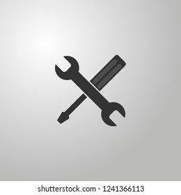 flat vector illustration wrench 
screwdriver icon tools symbol DIY