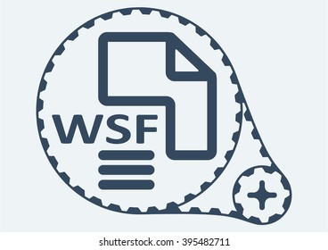 Flat Vector illustration. WSF file extension. WSF Icon Graphic. WSF  symbol. WSF  Icon Art. WSF Icon illustration. WSF  Icon Vector.